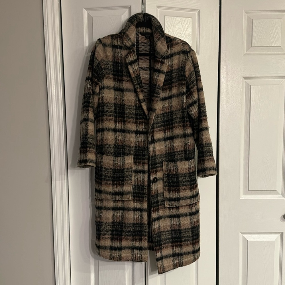 Topshop Plaid Wool Coat